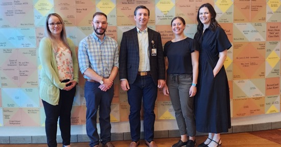 Nominees for the CHI Health St. Francis 2025 Physician Excellence include: (left to right) Amanda Dimmitt, MD; Ryan Irick, MD; Shane Bur, MD; Melissa Law, MD; and Molly Johnson, MD. Not available for the photo are Suresh Manapuram, MD and Mark Mitchell, MD.